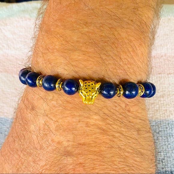 Men’s Lapis Lazuli Gold Spiritual Beads - Picture 2 of 8